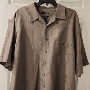 Bruno Men's Silk Short Sleeve Untuck Shirt Size XL